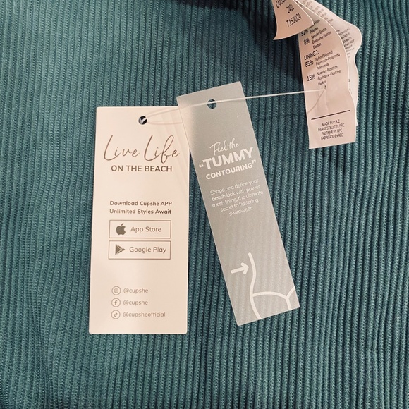 NWT Cupshe Eucalyptus Asymmetrical One-Shoulder Tummy Control One-Piece sz L - Picture 7 of 9